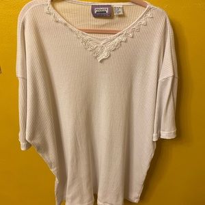 Vintage size 3x ribbed white blouse